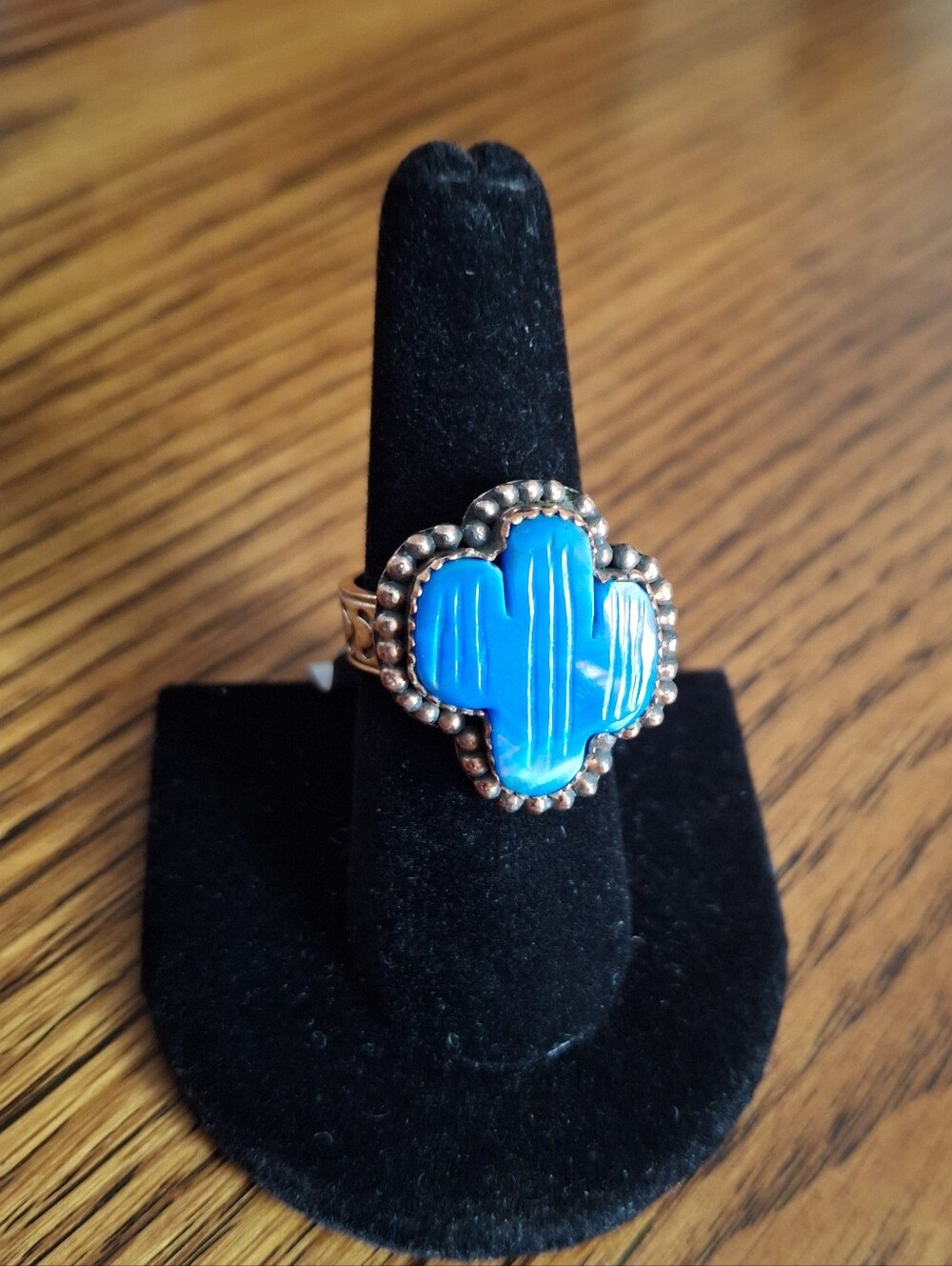 Aurora Opal Cactus On Copper Adjustable Band 6-7-8